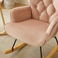 thumbnail image 5 of Rocking Chair Nursery,Upholstered Glider Rocker with High Backrest and Soild Legs,Accent Chair with 2 Side Pockets for Living Room Nursery Bedroom, Pink, 5 of 9