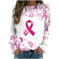 thumbnail image 2 of Sweatshirts for Women Breast Cancer Gift Crewneck Long Sleeve Shirts Pink-Ribbon-Day Graphic Tunic Tops Blouses for Leggings, Casual Tops Pullover Cute Lightweight Loose Pocket Shirt qILAKOG, 2 of 5