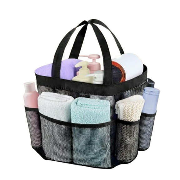 Bxaolu Mesh Shower Caddy Portable for College Dorm Room Essentials with 8 Pockets, Hanging Shower Caddy Dorm Basket Tote Bag, Quick Dry Shower Bag for Bathroom (1Pack)