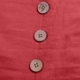 thumbnail image 6 of Oversized Tshirts for Women Casual Cotton Linen Blouse V Neck 3/4 Sleeve Button Decor Loose Fit Red Summer Tops for Women, 6 of 9