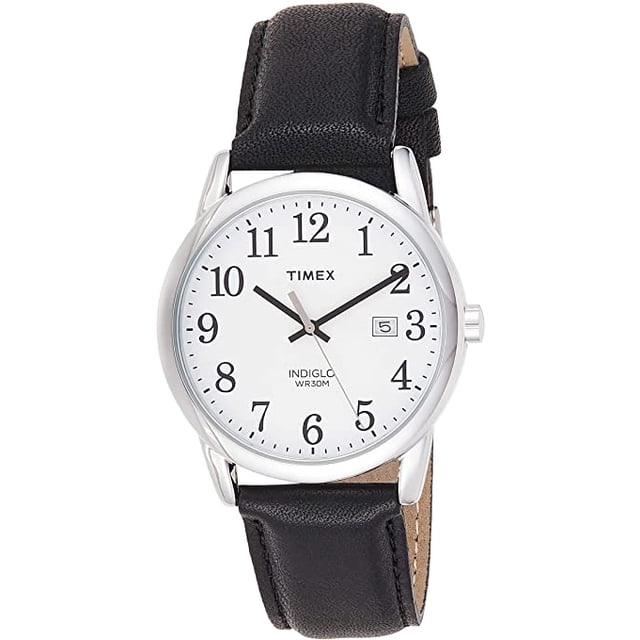 Reloj Analógico Timex TW2P75600 Resistente al Agua Banda de Cuero Caja 38 mm Negro/Plateado para Hombre