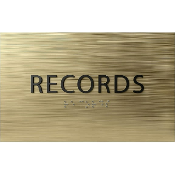 ADA CENTRAL SIGNS - 6" X4" Records Sign - ADA Compliant Tactile Graphics Grade 2 Braille Text | Wall Mount Plastic File and Record Protection Sign for Offices, Businesses, and Government Facilities