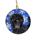 thumbnail image 1 of Affenpinscher Winter Snowflakes Holiday Christmas Ceramic Ornament, 1 of 1