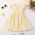 thumbnail image 5 of REDARER Girls Crinkle Cotton Ruffle Sleeve Dress Button Down Front Casual Summer Dress with Pockets,4-5 Years, 5 of 8