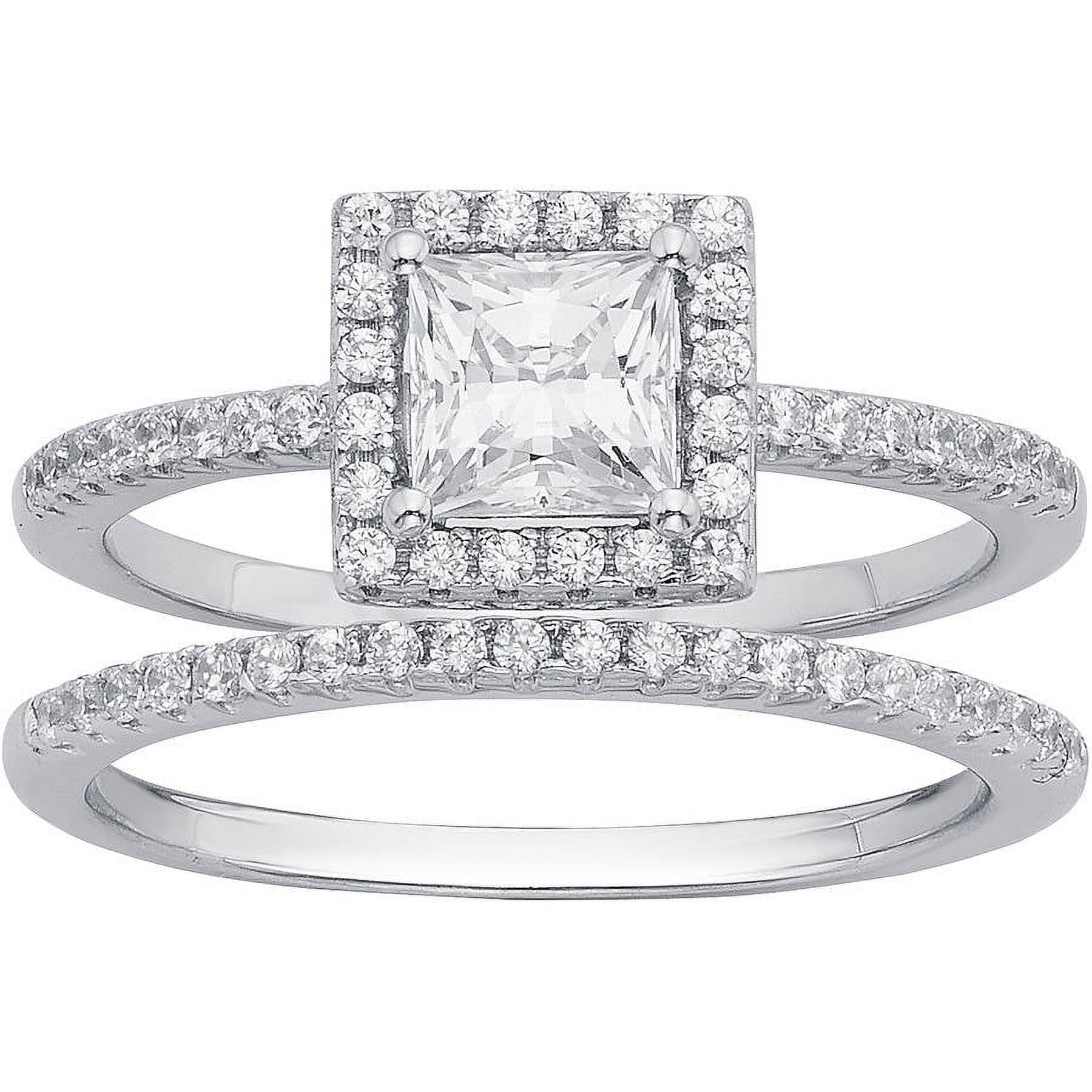 Arista 3/8 Carat T.G.W. Australian Crystal and Cubic Zirconia Women's Halo Bridal Set in Sterling Silver