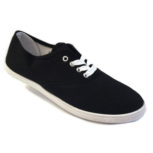 Shoes8teen - Shoes 18 Womens Canvas Shoes Lace up Sneakers 324 Black ...
