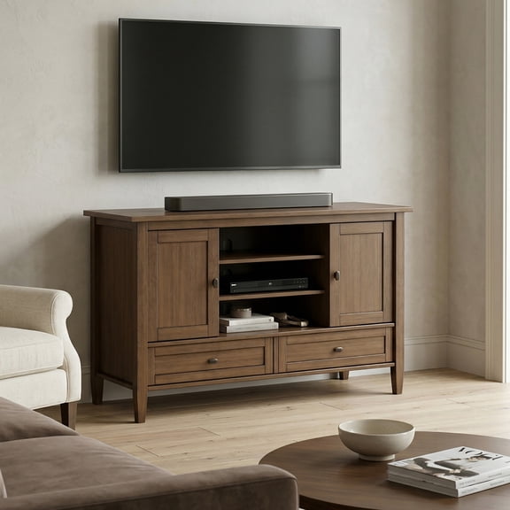 Simpli Home Simpli Home Warm Shaker 47 inch Wide Solid Wood Transitional TV Stand in Rustic Natural Aged Brown For TVs up to 50 inches