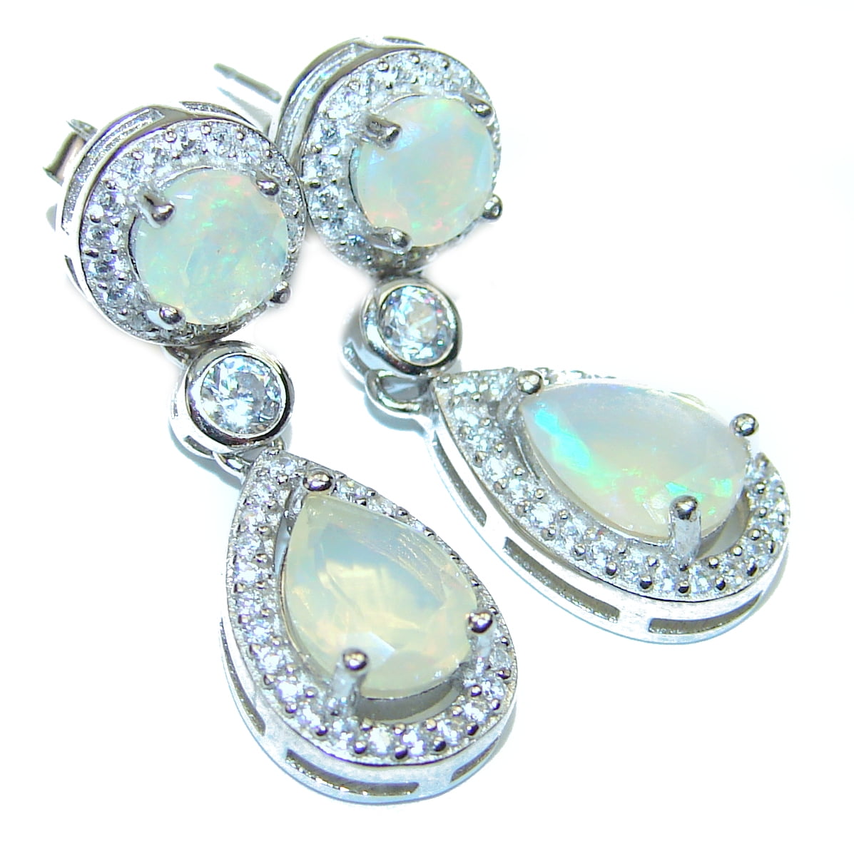 1 Pair Woman Fashion 925 Silver Jewelry Bird Fire Opal Charm Earring Pendant HOT 