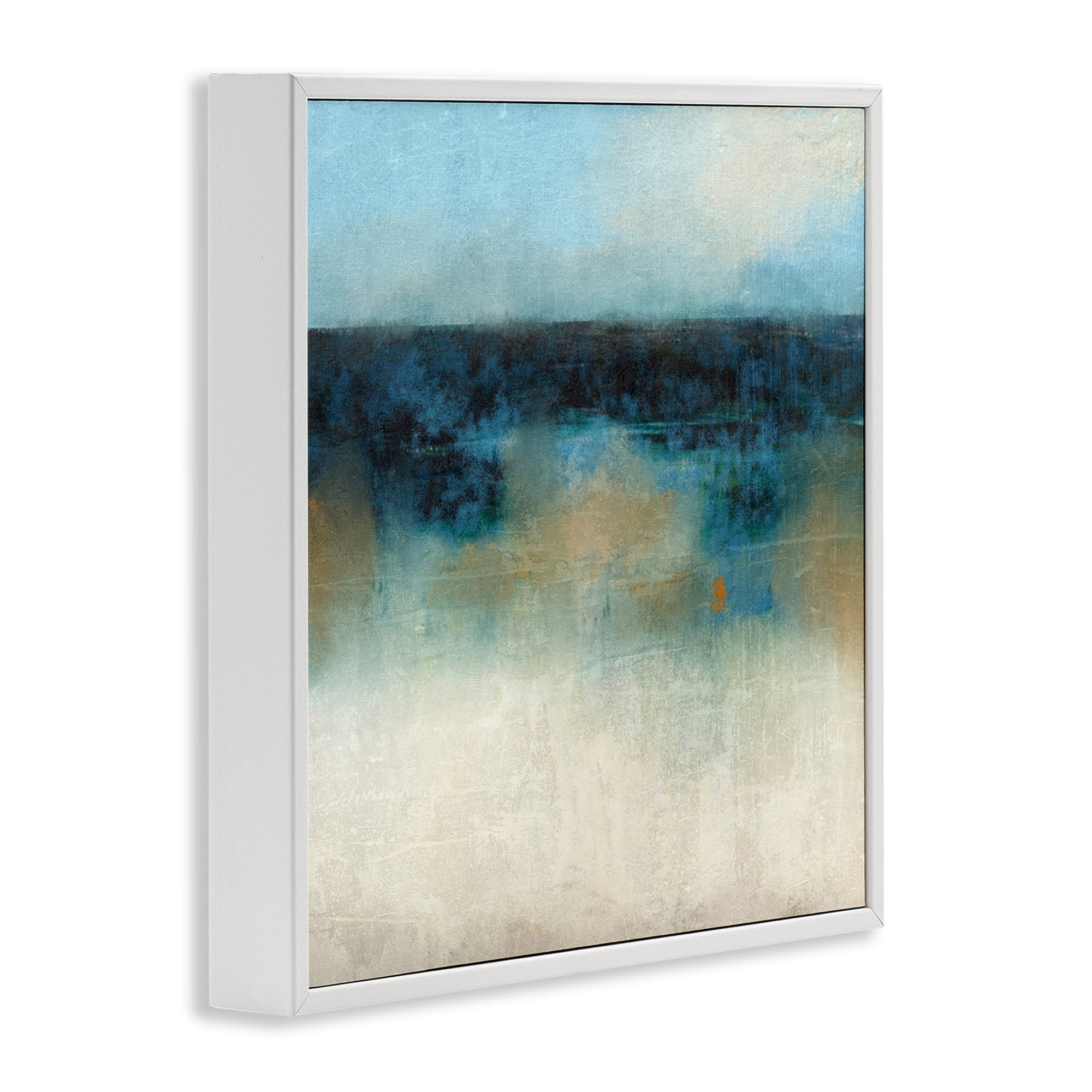 Stupell Industries Foggy Ocean Beach Scene Coastal Painting White Framed Art Print Wall Art, 17 x 17