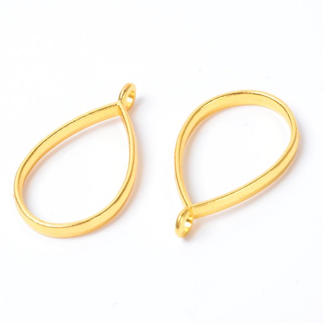 Alloy Open Back Bezel Pendants for DIY UV Resin Epoxy Resin Pressed Flower Jewelry Teardrop Golden 34x20.5x3mm Hole: 2.5mm Inner Diameter: 26X17mm