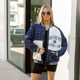 thumbnail image 7 of Women's Gameday Couture  Navy New York City FC Refined Rivalries Rhinestone Raglan Full-Snap Varsity Bomber Jacket, 7 of 7