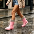 thumbnail image 5 of FRSASU Women's Mid‑Calf Waterproof Rain Boots Non‑Slip PVC Wellies Boots for Gardening Outdoor Rainy Winter Days Pink, 5 of 8