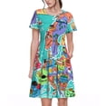 thumbnail image 1 of Balery Cartoon Map Of Europe Vestidos sueltos de manga corta para mujer, vestidos de verano 2025, vestidos casuales de corte A con vuelo., 1 of 6