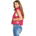 thumbnail image 3 of Love Tree Women's Juniors Faux Leather/ Corduroy Puffer Vest  (Fuchsia, Medium), 3 of 4