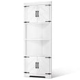 thumbnail image 6 of KFFKFF 68" High Corner Storage Unit, 6-Level Rustic Storage Cabinet with 4 Timber Doors & Flexible Shelves, Standalone Corner Cabinet for Lounge, Kitchen, Utility Room, in White, 6 of 9