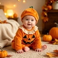 thumbnail image 4 of CUZIBR Infant Halloween Costumes Girl Boy Pumpkin Onesie With Hat Romper Jumpsuit Hooded Long Sleeve Cozy Trick or Treat Clothes,Orange,12-18 Months, 4 of 6