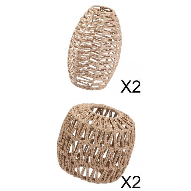 4Pcs Pendant Lamp Shade Retro style Wicker Rattan Lampshade Chandelier Cover Yuyangstore Pantalla tejida