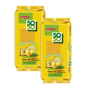 BRITANNIA Crackers 50 50 Maska Chaska Biscuit 13.12oz (372g) - Dipped in Butter and Peppered - Delicious, Light & Crispy Cookies - Suitable for Vegetarian (Pack of 2)