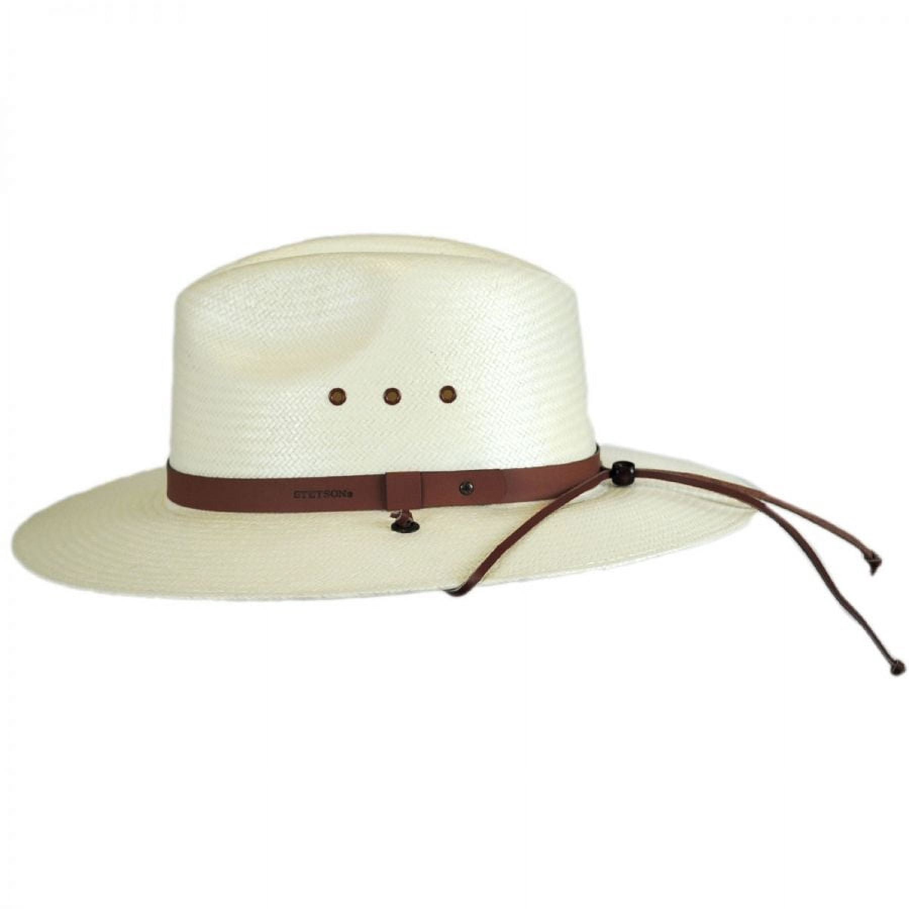 New $65 STETSON Los Alamos Toyo Straw Safari Fedora Cowboy Hat Natural M 3\