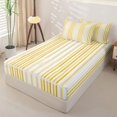 thumbnail image 3 of Castle Fairy Vintage Vertical Stripe Zipper Full Size Comforter Sets with Fitted Sheet and 2 Pillowcases,Abstract Thin Line Zipper Bedding Set,Gold Cream White,Reversible, 3 of 7