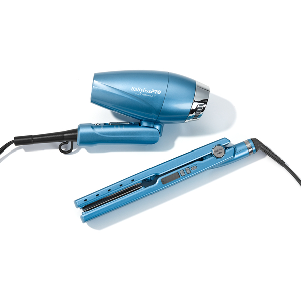 BaBylissPRO® Nano Titanium™ Limited Edition Compact Folding Ionic Dryer & 1.25" Digital Ionic Flat Iron Prepack