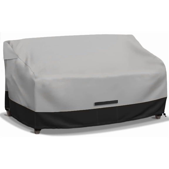 Zenicham Patio Loveseat Cover, 600D Heavy Duty Waterproof Couch Cover, Gray/Black 60"Wx35"Dx35"H