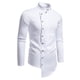 thumbnail image 1 of Blusa y camisa de manga larga con cuello alto para hombre, informal, lisa, a la moda, con botones, de poliéster, 1 of 8