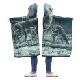 thumbnail image 2 of ASHLEIGH Cool Wolves Moon Hooded Throw Blanket 56x80 inches Adults Girls Boys Polar Fleece Blankets with Hood, 2 of 2
