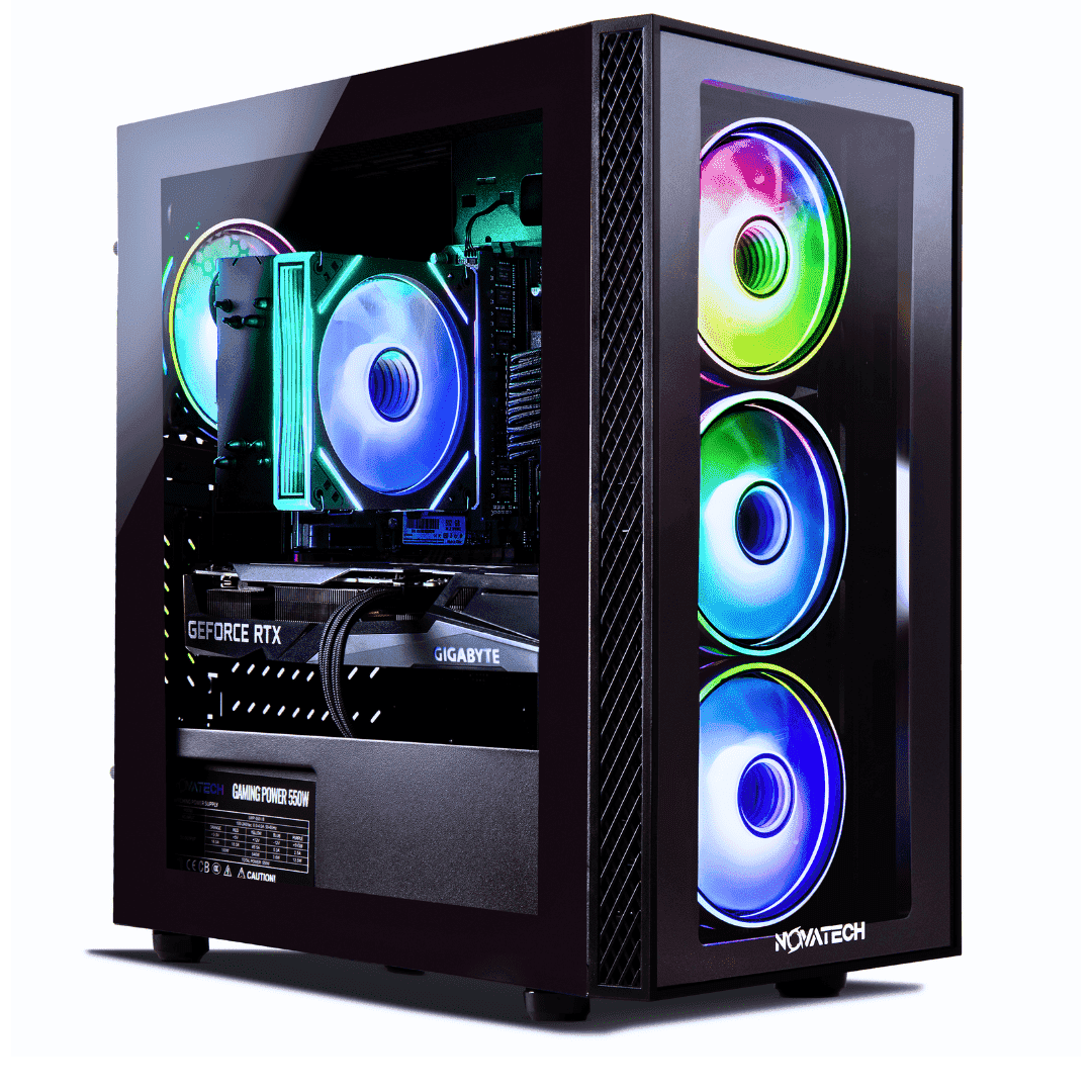 Novatech Phantom 2.0 Prebuilt Gaming PC Desktop Computer - RTX 3050 - Intel i7 Xeon 3.5GHz - 16GB RAM - 512GB M.2 SSD WiFi/BT, Win 11 - Gaming Computer Tower - Pre Built PC Gaming