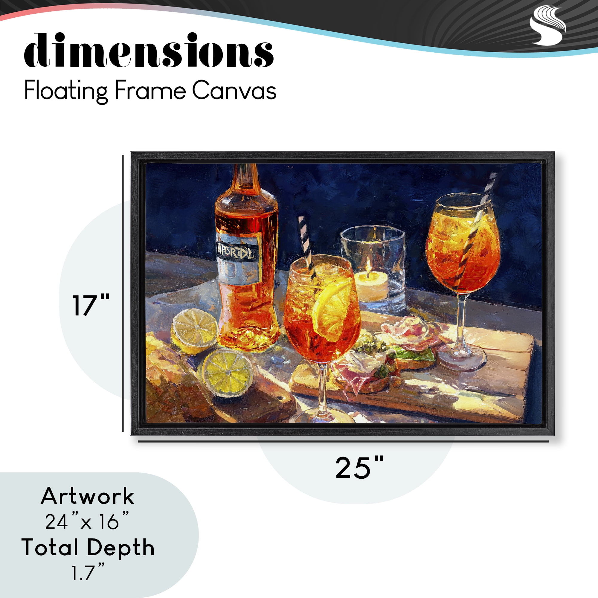 Sprits Table Still Life Black Framed Floater Canvas Wall Art, design by Ziwei Li
