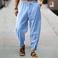thumbnail image 2 of Npasoilc Pants for Men Side Button Low Slit Drawstring Elastic Waist Straight-Leg Lightweight Trousers Breathable Casual Loose Beach Sweatpants, 2 of 6