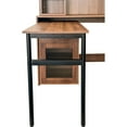 thumbnail image 5 of Noble House 70.87" Computer Desk with Hutch, Glass-Door Cabinets, 90° Rotating Desktop, Bookshelf & Drawer, Walnut, 5 of 18