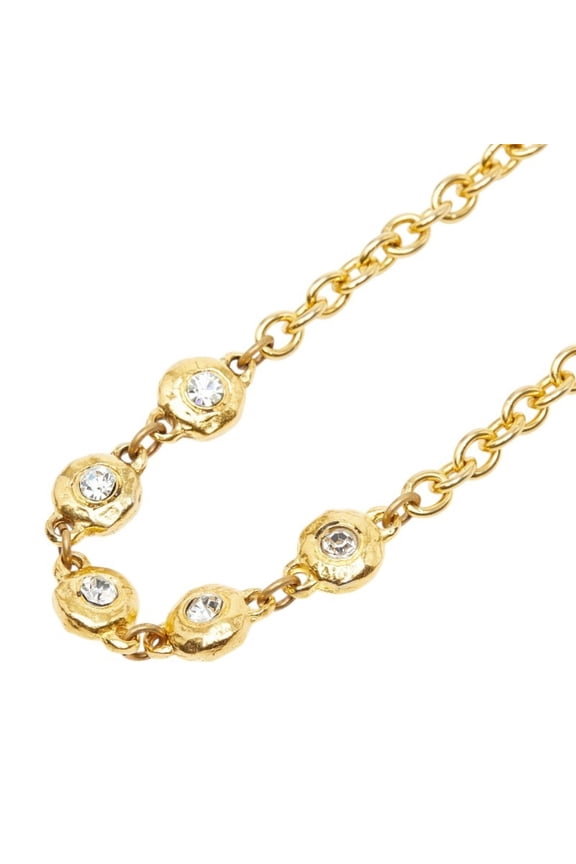 Pre-Owned Chanel Chain Long Necklace Gold Plated Rhinestone Women's CHANEL