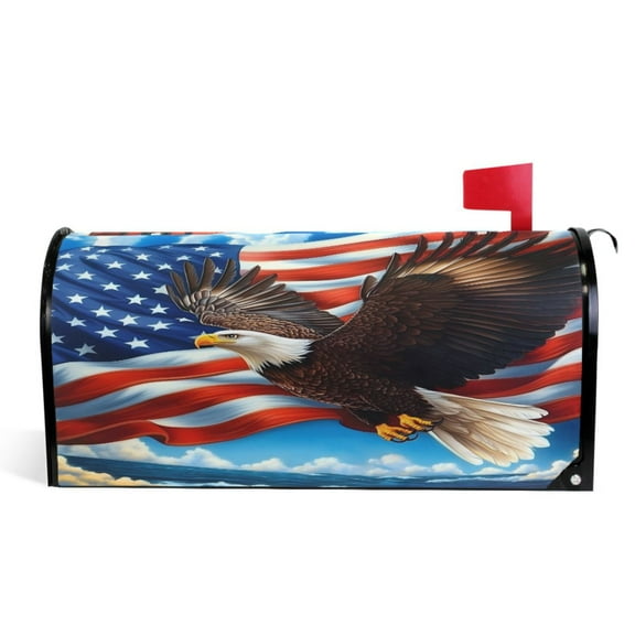 Ryvnso Mailbox Cover Eagle American Flag Magnetic Mailbox Wrap Standard Size 21x18 Inch
