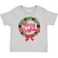 thumbnail image 3 of Inktastic Merry Christmas Wreath with Red Bow and Ornaments Boys or Girls Toddler T-Shirt, 3 of 5