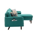 thumbnail image 5 of Ranon 70 Inch Sectional Chaise Sofa, Pillows, USB Ports, Side Pockets, Teal - Saltoro Sherpi, 5 of 5