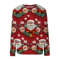 thumbnail image 4 of Craaazy Christmas Shirts For Women Colorful Santa Print Sweatshirt Crew Neck Long Sleeve Pullover Gifts For Women, 4 of 4