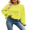 thumbnail image 1 of Chandail en Tricot pour Femmes Manches Longues Col Rond Uni Ample Chandail Chaud, 1 of 3