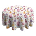 thumbnail image 4 of Colorful Princess Castle Pattern Round Tablecloth 60"x60",Wrinkle Wipeable Table Cloth for Kitchen Dining Room Picnic Patio Party, 4 of 6