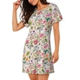 thumbnail image 2 of Fotbe Bunny Floral Pattern Women's Cotton Nightgown Sleepwear Short Sleeves Shirt Casual Print Sleepdress, 2 of 6