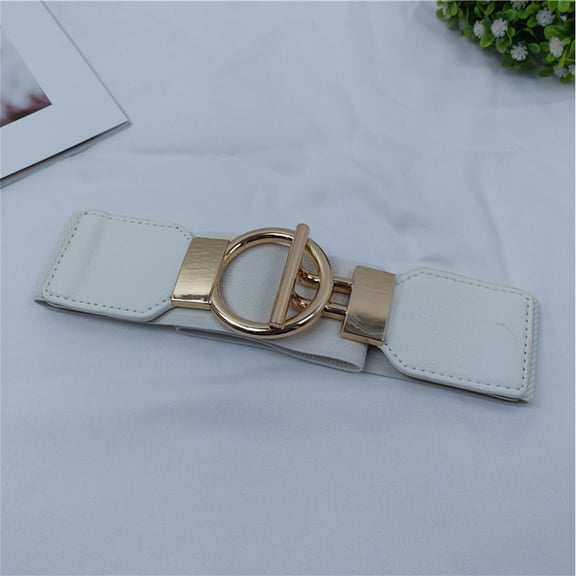 LOLIPPYY Women's White PU Waist Belt for , Stretchable Fashion Accessory for Daily Wear and Stylish Outfits