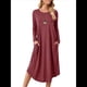 thumbnail image 1 of Pijama de Mujer con Cuello Redondo, Larga y Bolsillos Color Rubor XL, 1 of 9