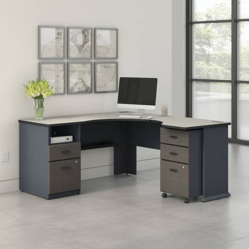 Access L Shaped Corner Desk with a 2 and 3 Drawer Pedestal in White