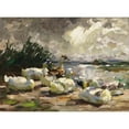 thumbnail image 2 of Alexander Koester 18x14 Gold Ornate Wood Frame and Double Matted Museum Art Print Titled - Ducks on the Bank (Beautiful Cloud Mood) (1914), 2 of 4