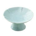 thumbnail image 1 of Soporte de postre de cerámica, plato de fruta con base, elegante cuenco de pedestal, pétalo decorativo Azul claro, 1 of 9
