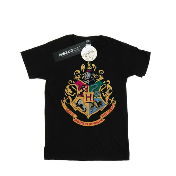 Harry Potter Womens Hogwarts Crest Gold Ink Cotton Boyfriend T-Shirt