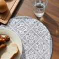 thumbnail image 3 of Grey Flowers Round 13 Inch Placemats Set of 8, Spring Floral Farmhouse Retro Art HeatResistant Non Slip Place Mats for Dining Table, Wipeable Braided Kitchen Table Mats for Housewarming, 3 of 9