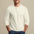 thumbnail image 6 of Henley Shirt for Men Summer 3/4 Sleeve Shirts Solid Color Jersey Baseball T-Shirts Casual Cotton Sport Athletic Tee Tops Beige L, 6 of 7