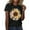 Black, variant on Vetement Femme ete 2025 Womens Fashionable Sunflower Printed Round Neck Short Sleeved Sports Casual T Shirt Short Sleeve T Shirt Women Shirts Comfy Women Sleeve Running Shirts Compression Woman XL