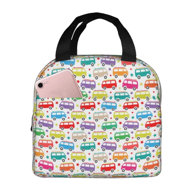 Disketp Colorful Bus Bolsa Térmica para Almuerzo para Hombre y Mujer, Ideal para Trabajo, Senderismo y Picnic